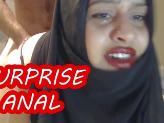 Bolesny niespodzianka analny z zaślubieni hidżab kobieta &excl;